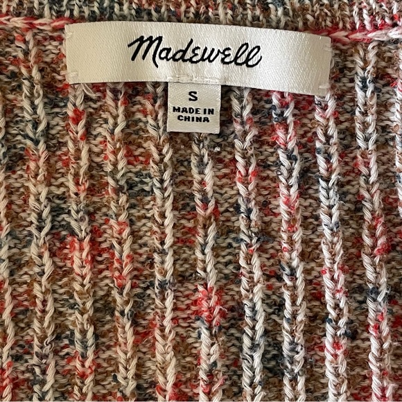Madewell Marled Shrunken Ribbed Cardigan Sweater Small Button V Neck - Picture 8 of 9